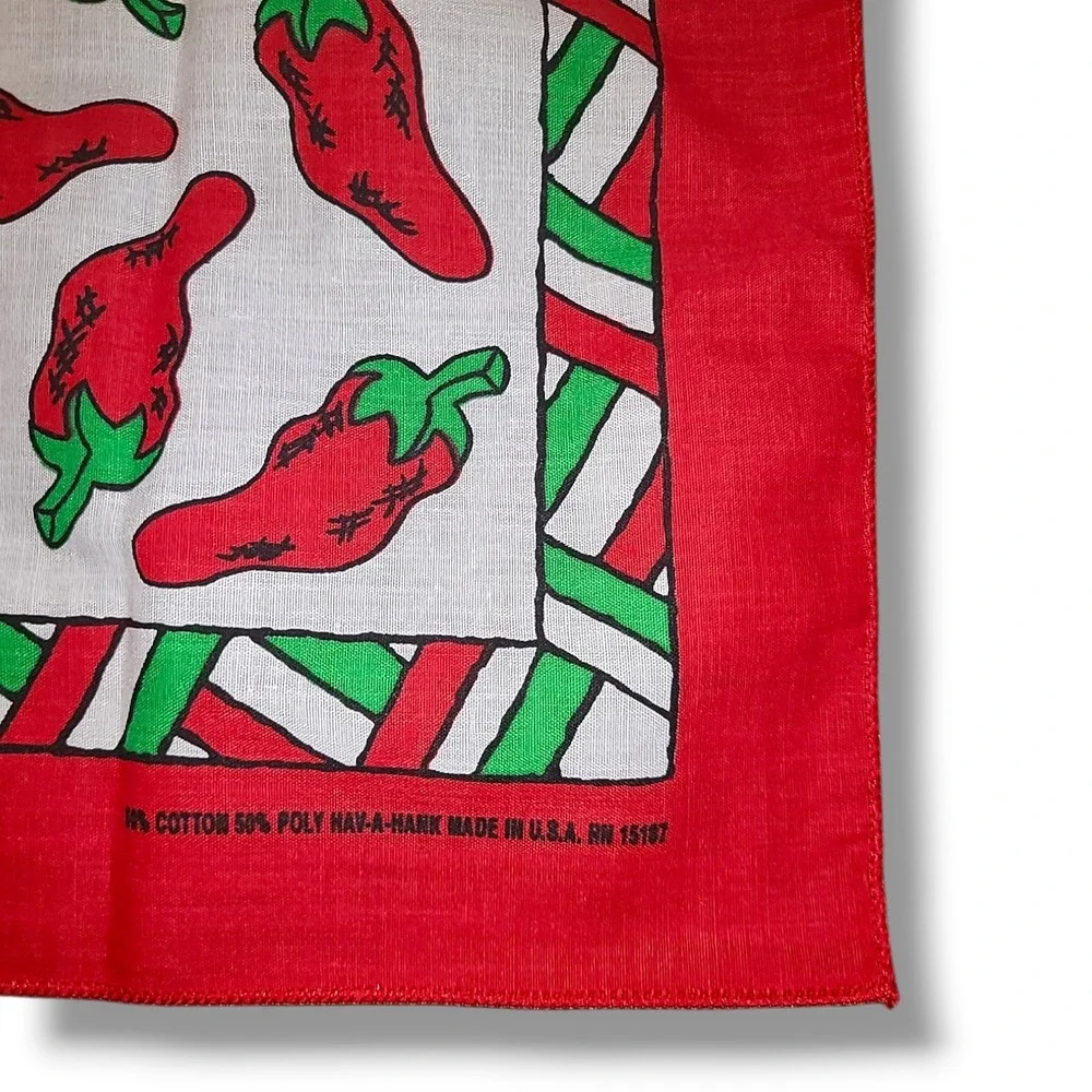 Vintage Hav A Hank Chili Pepper Bandana USA Cotton Poly Western Cowboy Scarf